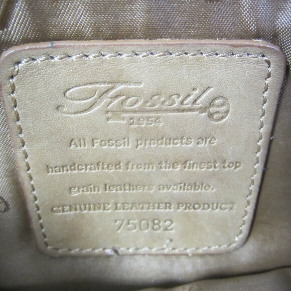FOSSIL Women Large Brown Leather Organizer Crossbody Shoulder Bag Brass Hardware - Picture 14 of 15